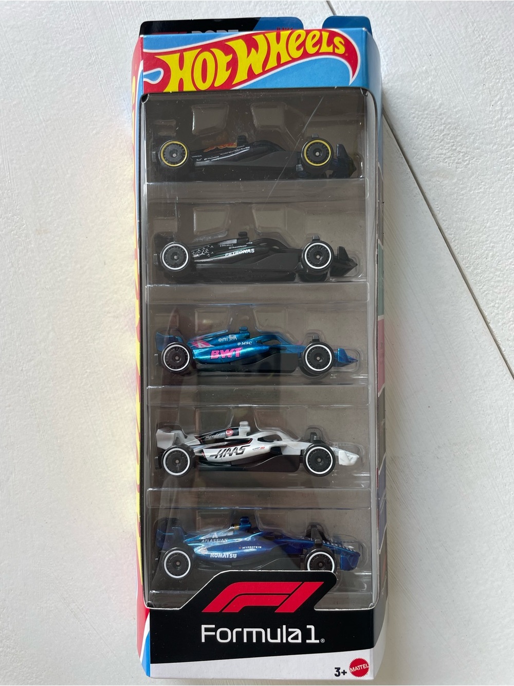Hot Wheels Formula 1 5-Pack Racing Car Set - Black, Blue, White